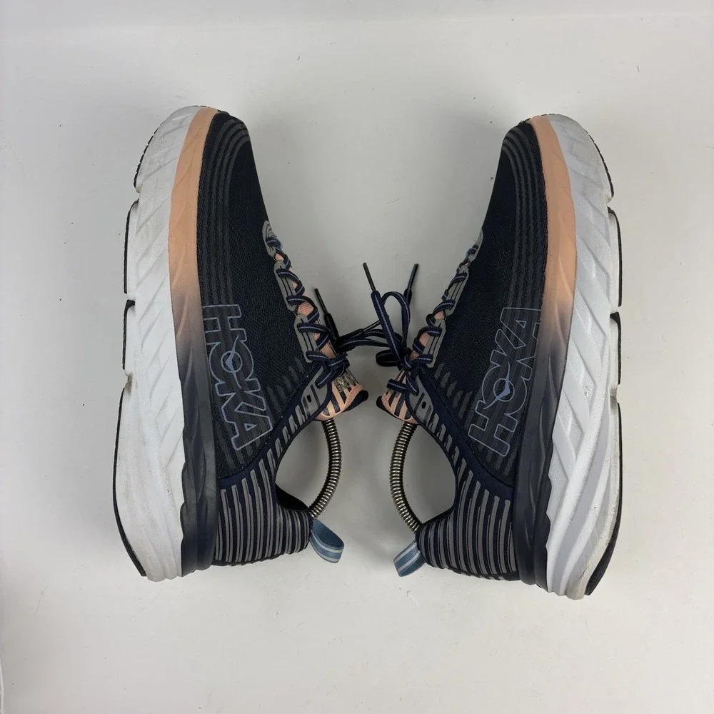 Hoka One One Bondi 6 W Running Shoes Womens 11 Navy Cantaloupe Sneakers